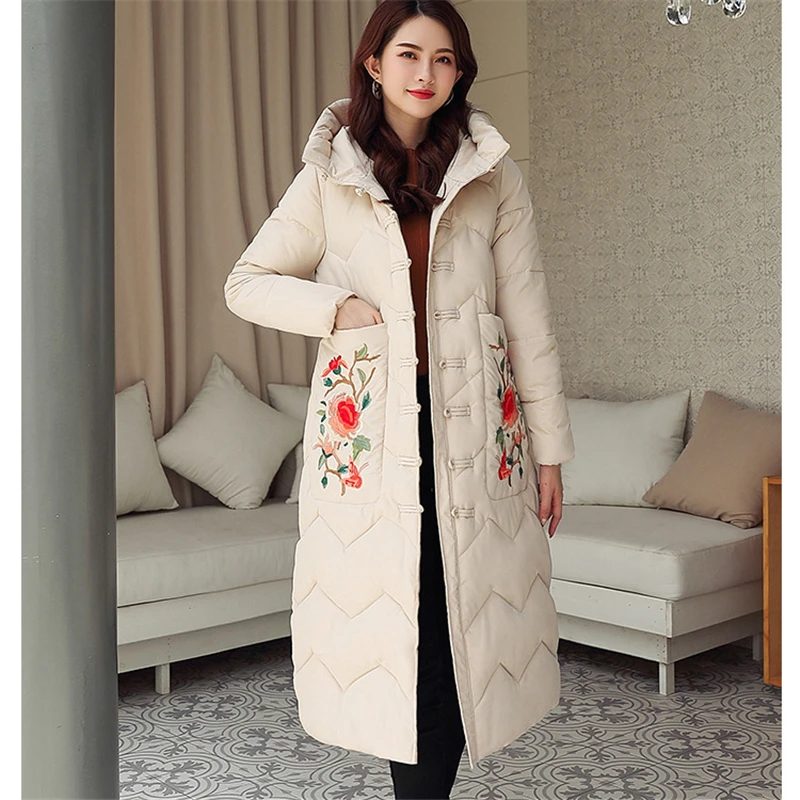 Длинное хлопковое пальто в стиле ретро для женщин новинка зимы 2020 Женская парка с