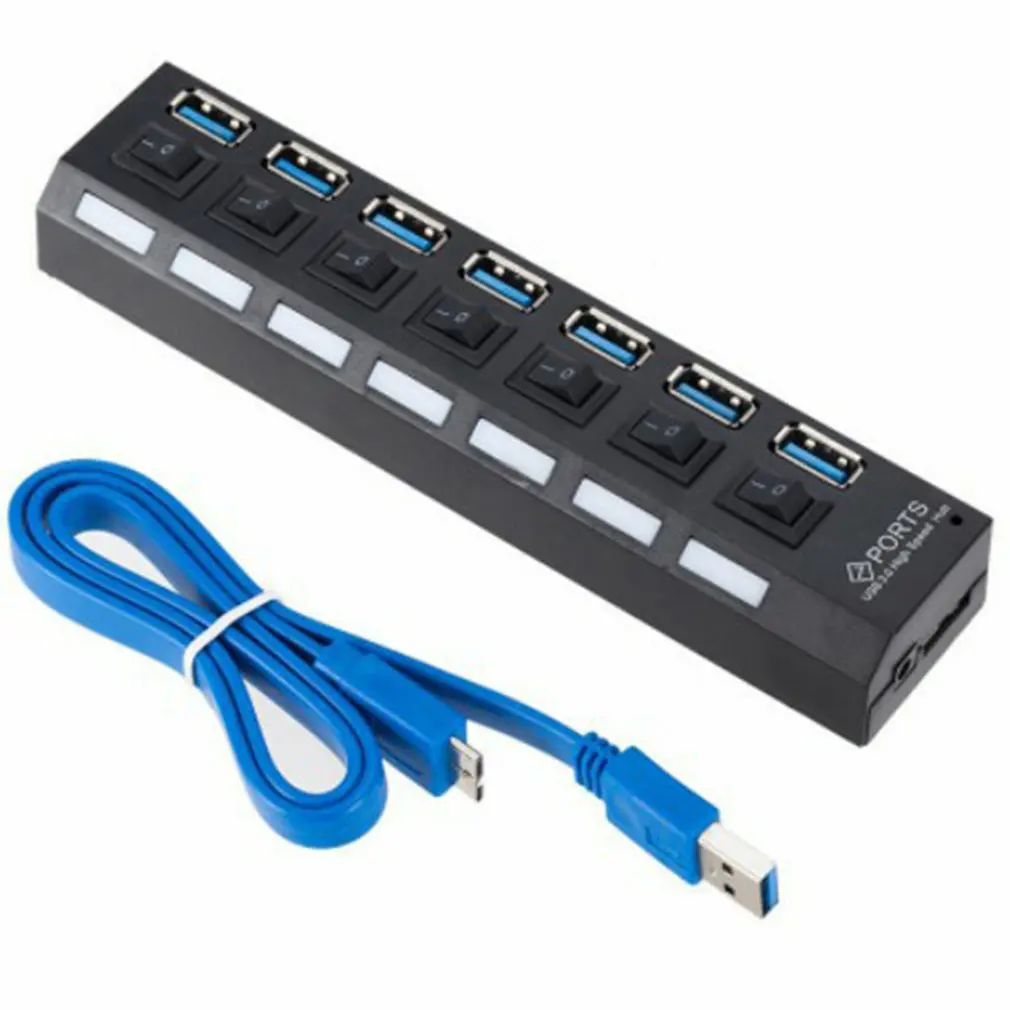 

Usb-хаб USB 3,0 Разветвитель USB 3 0, разветвитель с несколькими портами и адаптером питания, разветвитель для ПК, компьютерные аксессуары