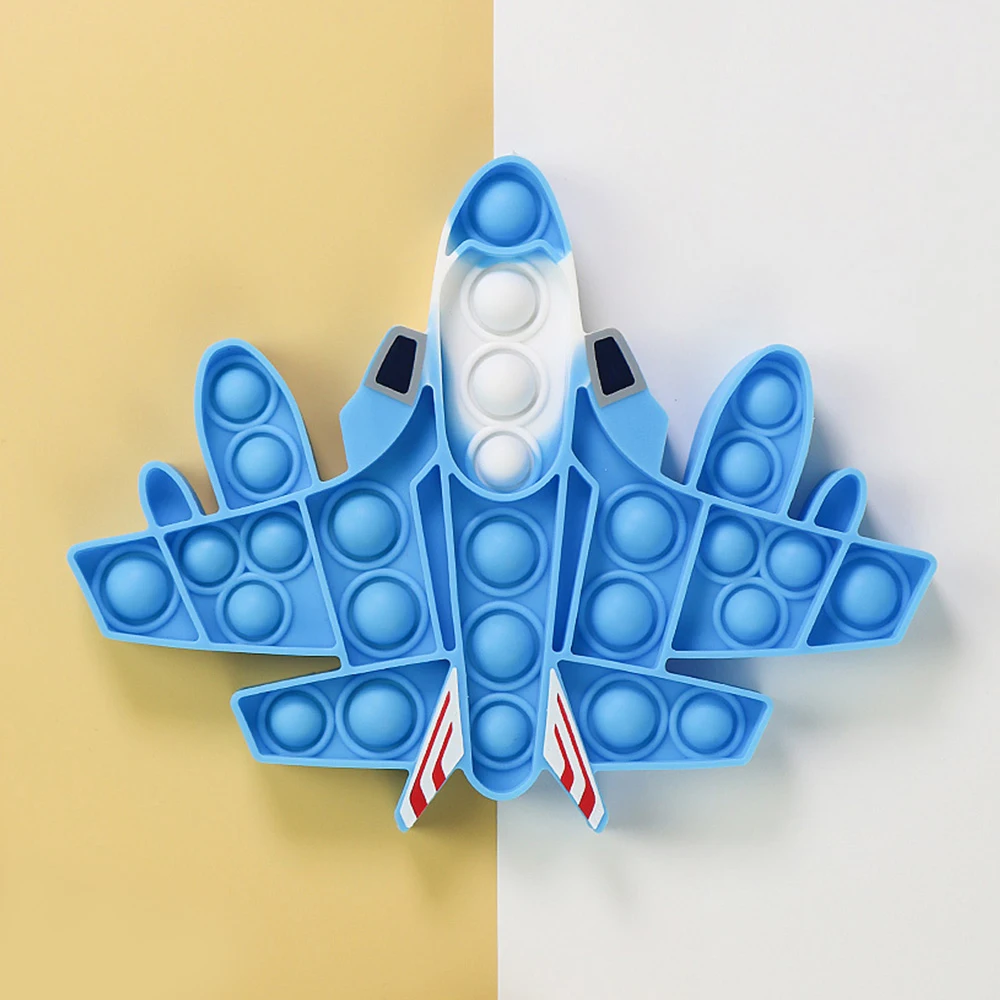 

Blue Fighter Vehicle Fidget Toy Push Bubble Stress Sensory Toy Relief Anti-stress Simple Hand Game Toys for Children