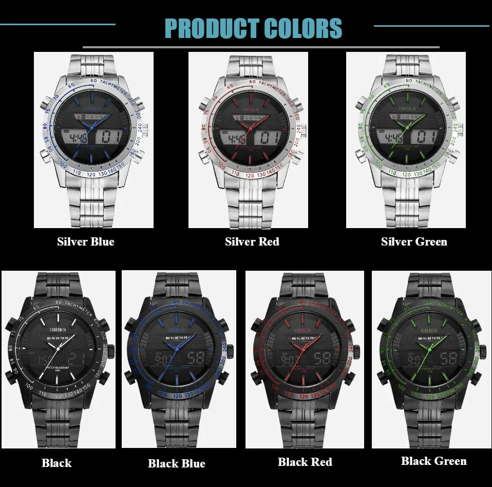 

OHSEN Brand Men Digital Quartz Watches Gifts Fashion Business Watch Man Military Chronograph Wristwatch Clock Relogio Masculino