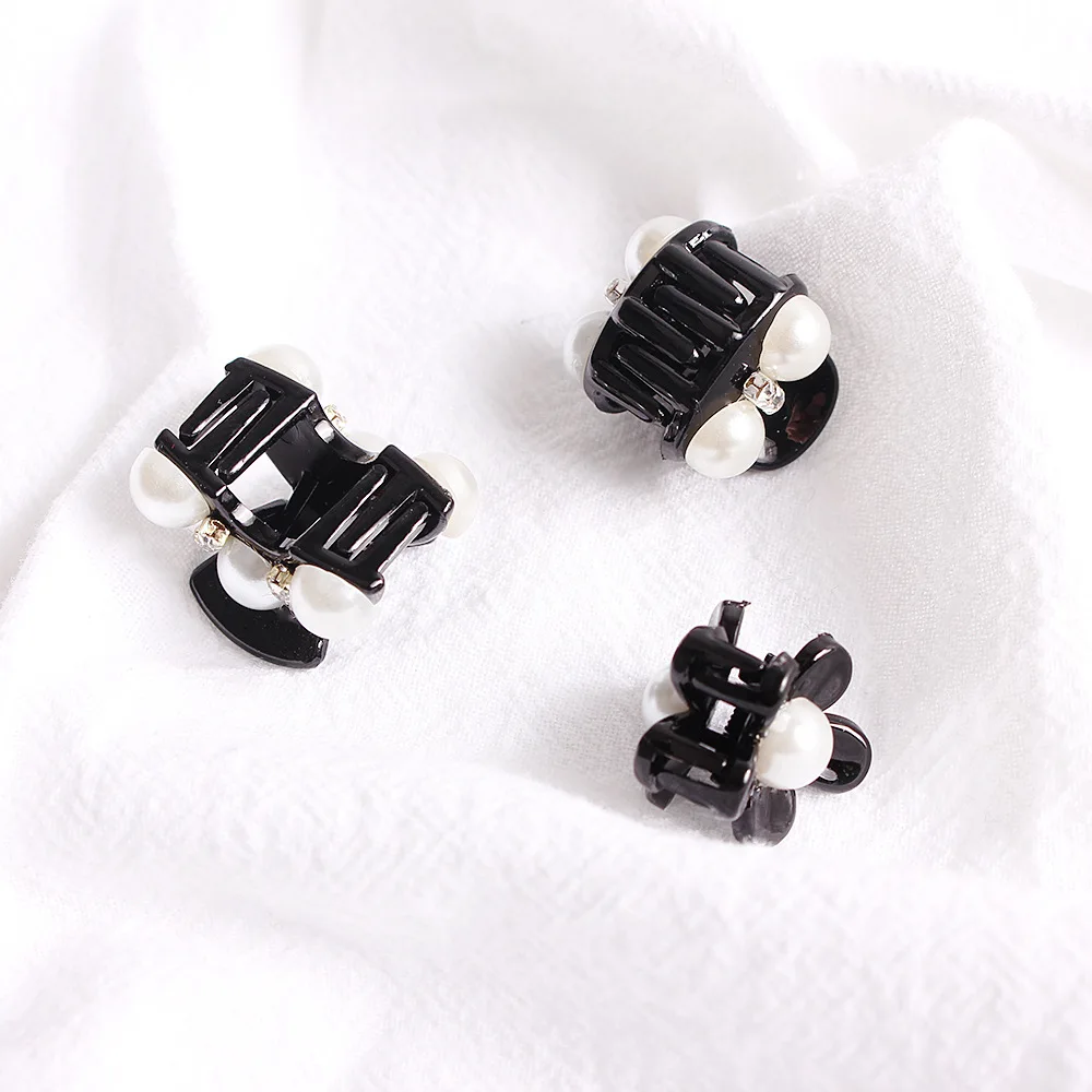 Жемчужные стразы шпильки для волос зажим женщин аксессуары черный краб женский