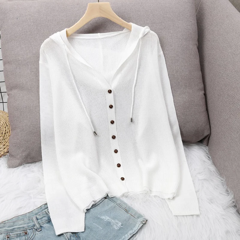 Вязаный свитер кардиган жакет Летний Новый с длинным рукавом V-образным вырезом