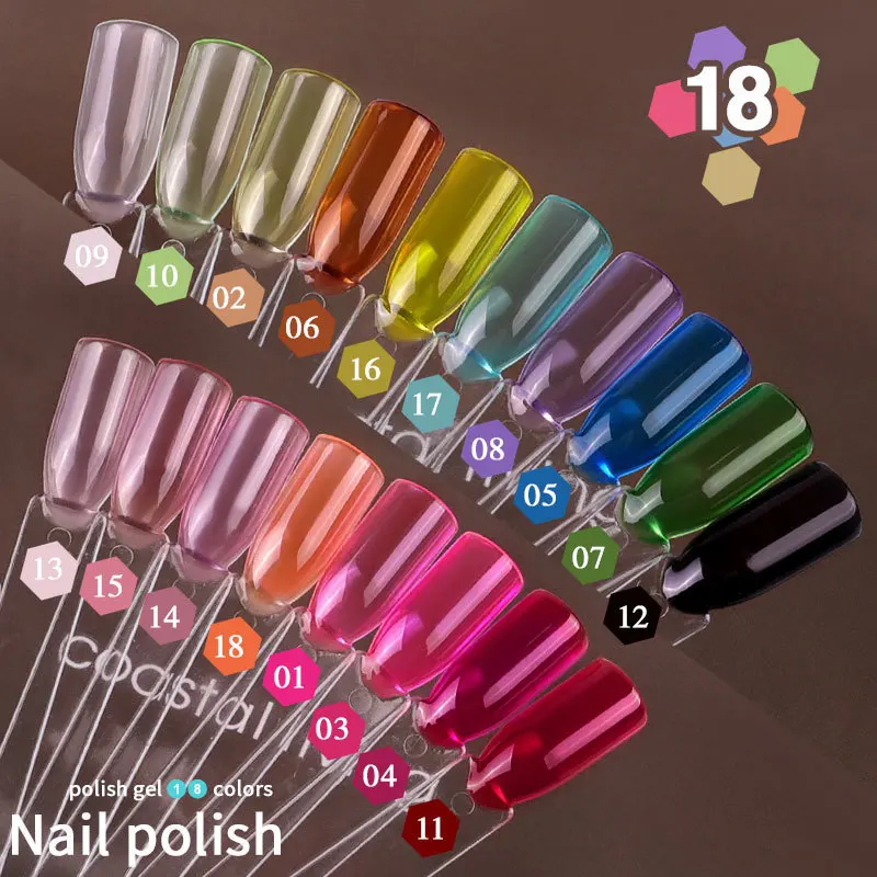 

12ML Rainbow Jelly Gel 18 Colors Glass Opal Glass Candy Translucent Gel Polish Amber Glaze Nail Gel Nail Art Vanish Lacquer