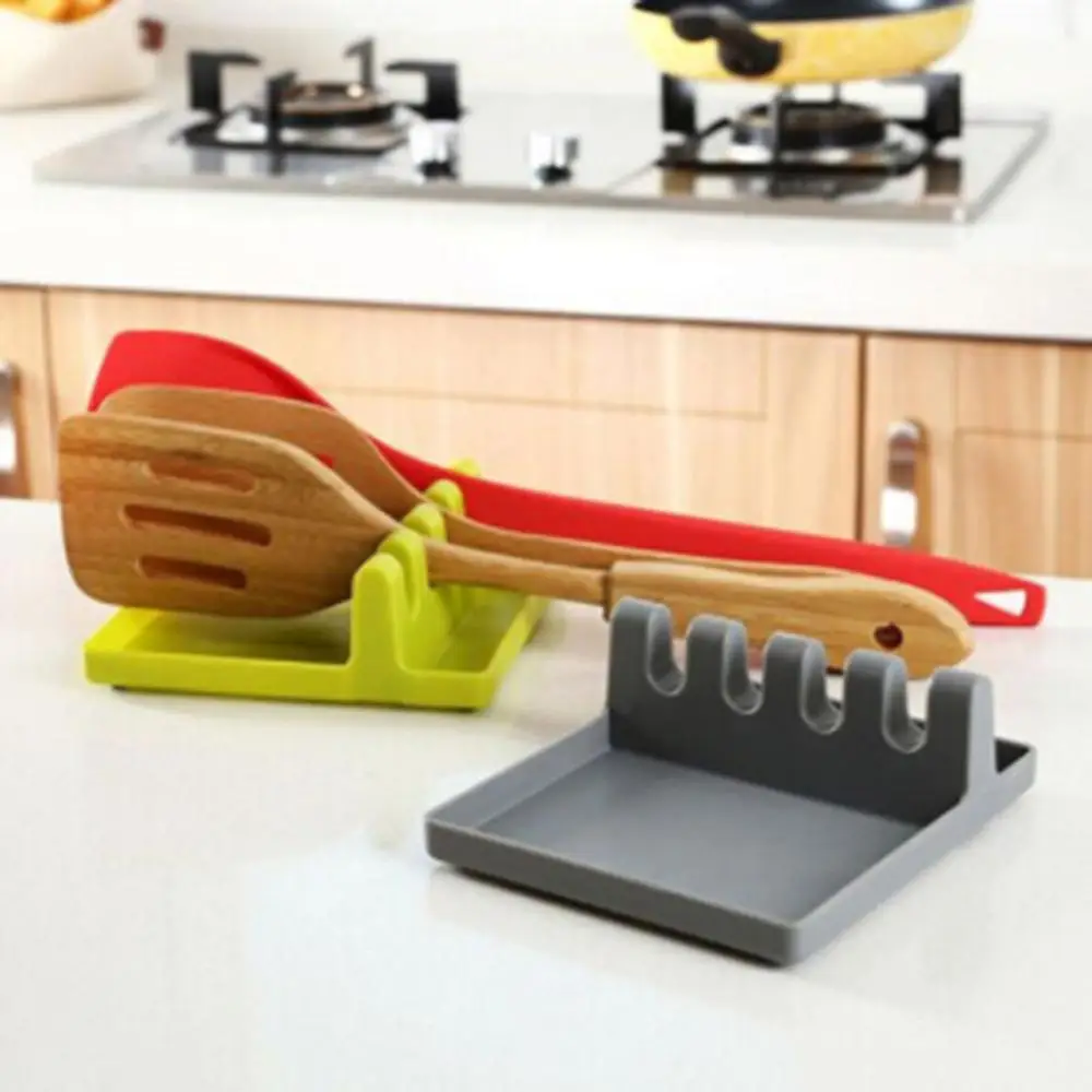 

3 Colors Spoon Stove Organizer Tool Cookware Shelf Kitchen Cooking Tools Kitchen Silicone Silicone Spoon Rest Soup Spoon Holder