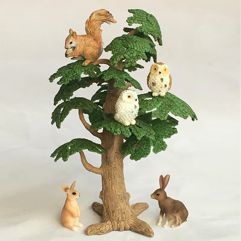 Лес животных сцена Сова белка кролик TOSOT Дерево Модель украшения сказка
