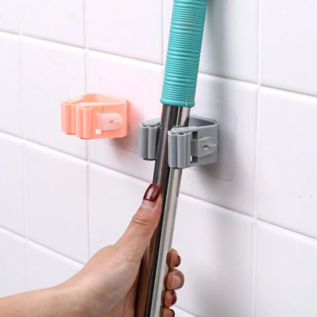 

Punch-free Powerful Non-marking Mop Holder Organizer Clips Clamping Seamless Suction Hooks Broom Umbrella Holder Bathroom Tools