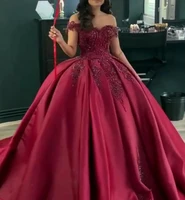 elegant burgundy lace quinceanera dresses sexy off the shoulder ball gown bodice corset princess party long gowns for 15 girl