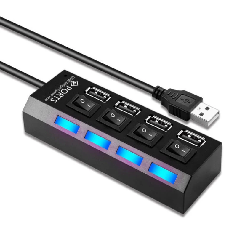 

Usb-хаб 2,0, 4-портовый USB-разветвитель для передачи данных с несколькими расширителями и индивидуальными переключателями ВКЛ/ВЫКЛ для Windows, Vista ...