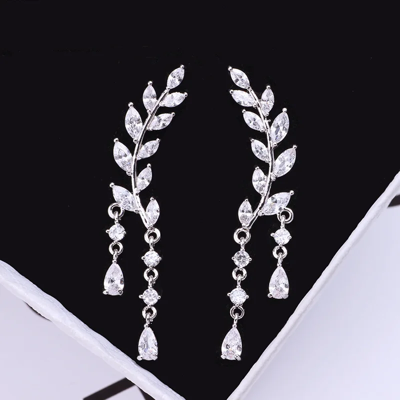 LUOTEEMI роскошные свадебные Угловые Крылья капли воды CZ люстра серьги для женщин