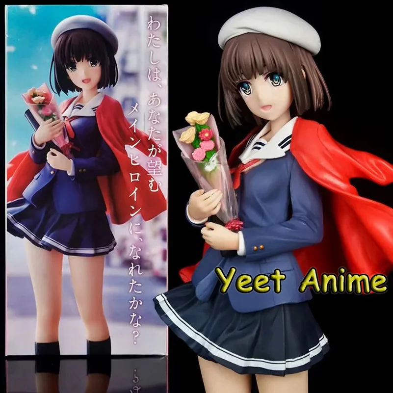 

24CM Hot Japan Anime Figure How To Raise Her Dull Megumi Kato School Uniform Graduation Season PVC Action Figure Collection Toys