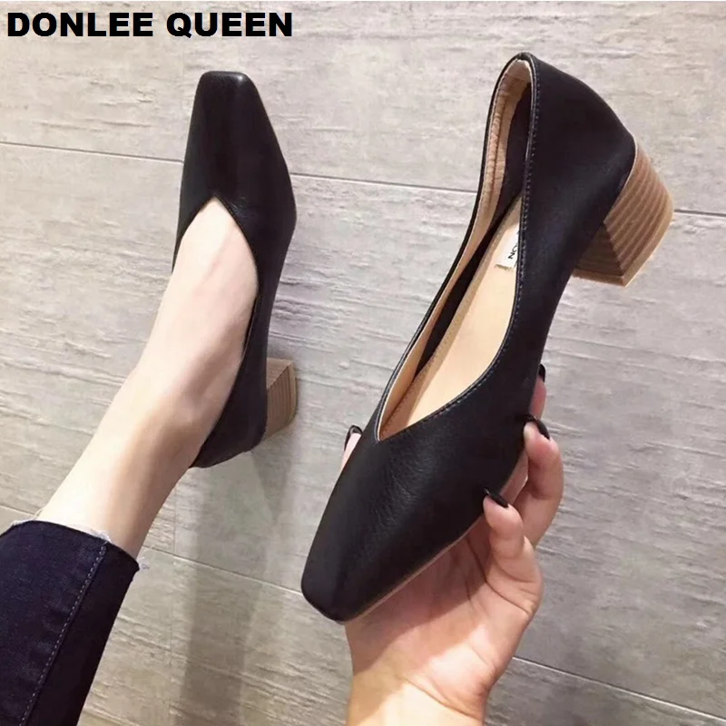 DONLEE QUEEN/обувь на толстом каблуке женские туфли-лодочки Рабочая обувь с квадратным
