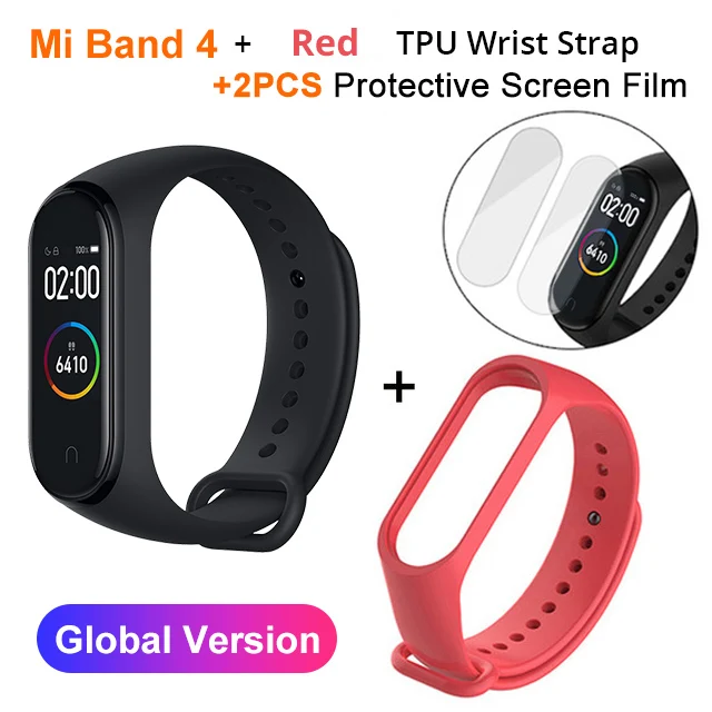 miband4 N Red Strap Xiaomi mi Band 4 SmartBand mi Band 4 Браслет фитнес-трекер для измерения сердечного ритма Bluetooth 5,0 50 м водонепроницаемый - Цвет: miband4 N Red Strap
