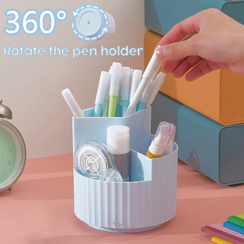 

360 Degree Rotating Large Pencil Organizer Pen Holder Desktop Makeup Brush Storage BoxSchool Stationery Supplies
