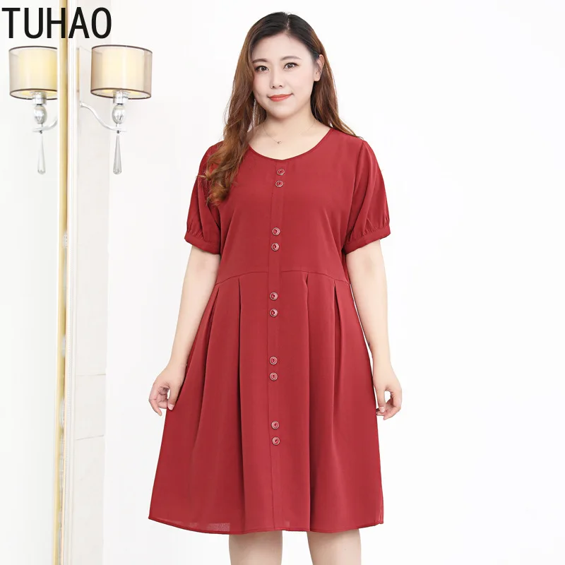 

TUHAO Mother Mom Red Elegant Summer Dress 10XL 9XL 8XL 7XL Large Size Female Dress Plus Size Woman OFFICE LADY Dresses OL WM08