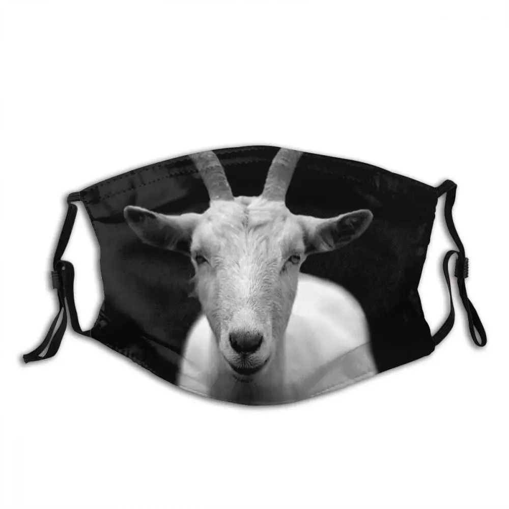 

Goat Animal Washable Printed Mouth Face Mask with Filters Anti Wind Cold Proof Earloop Protection Cover Respirator for Adult