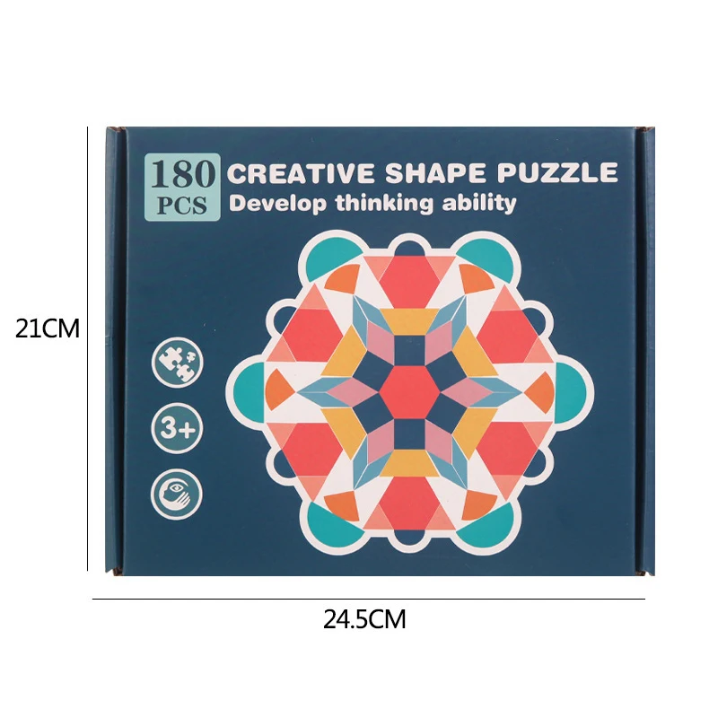 

PUWEI 180 PCS Educational Toys for Children Creative Games Jigsaw Puzzle Learning Kids Developing Wooden Geometric Shape Toys