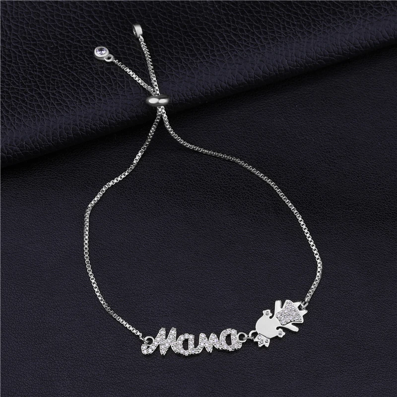 Дропшиппинг Ali Moda золото/серебро/Корона из розового золота для девочек и мальчиков очаровательный браслет регулируемые звенья цепи Mama браслет для женщин и детей - Окраска металла: White Gold