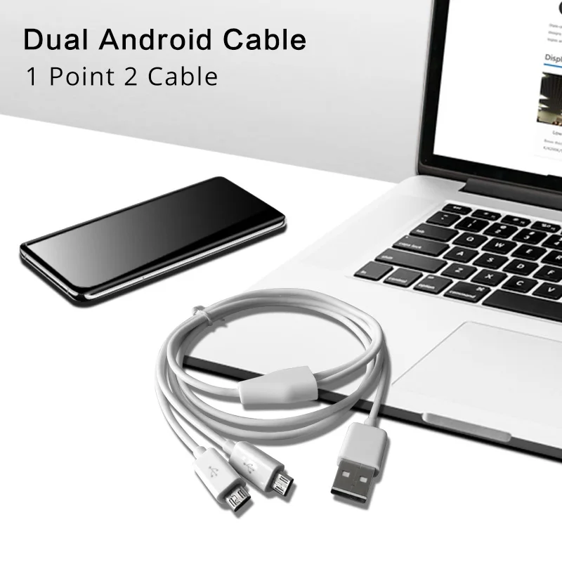 anmone 1 to 2 micro usb cable 2 in 1 microusb charging for smartphone tablet double usb charge android phone 1m charger cord free global shipping