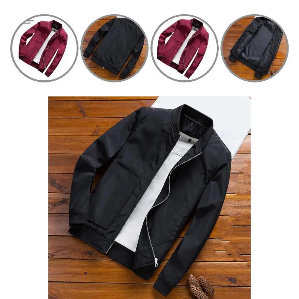 

Fashionable Baseball Jacket Portable Polyester Long Sleeve Solid Men Coat Men Jacket Men Outerwear