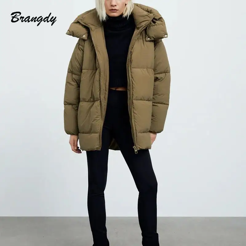Women's Winter Jacket Green Parkas Hooded Quilted Coat Woman With Hoodies Thick Warm Women Mujer | Женская одежда
