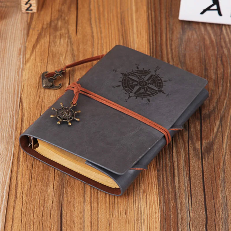Retro notebook spiral diary vintage pirates anchors PU leather replaceable stationery gift handmade | Канцтовары для офиса и
