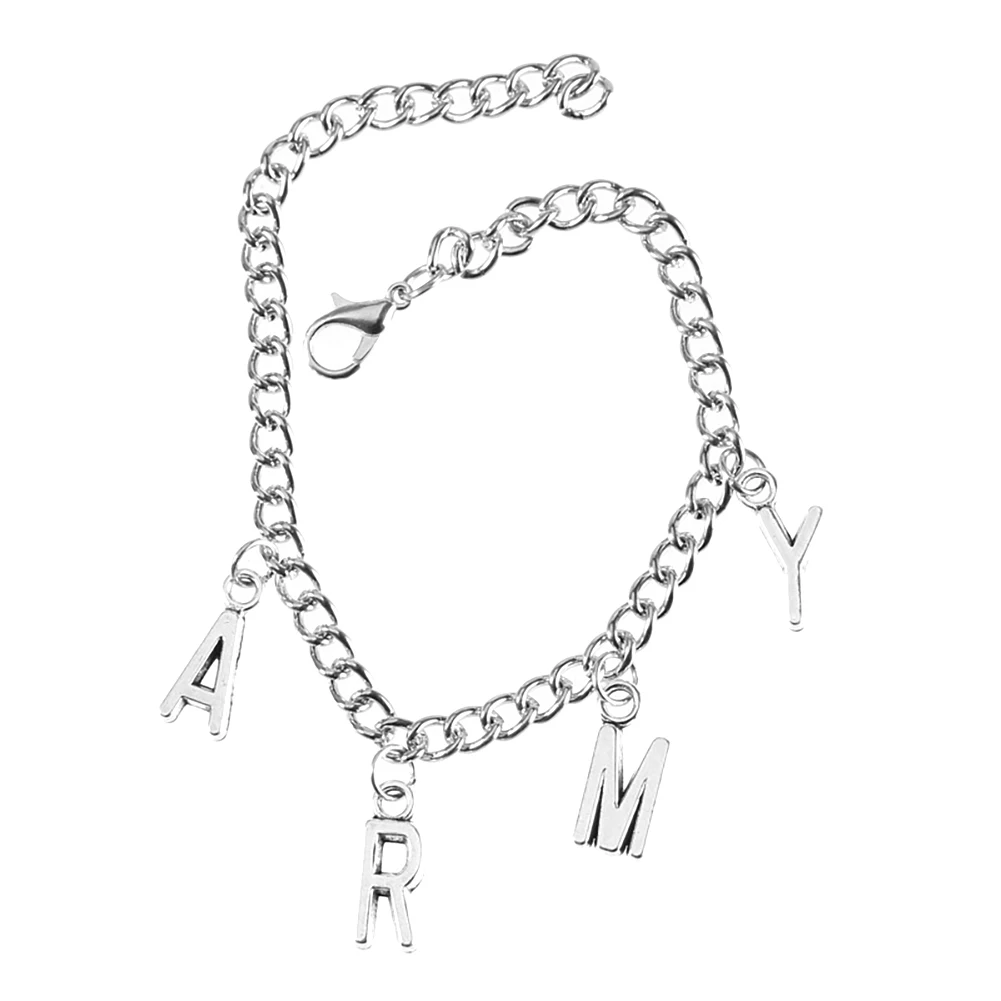 

Korea silver BTS-122 letter ARMY bracelet men's and women's fashion punk bracelets holiday daily wear decoration
