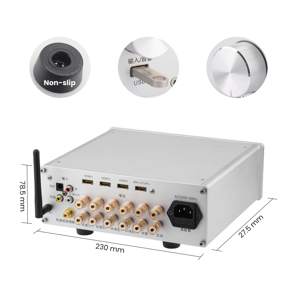 AIYIMA 400 Вт 5 1 цифровой усилитель мощности AV сабвуфера HDMI4K DTS декодер без потерь