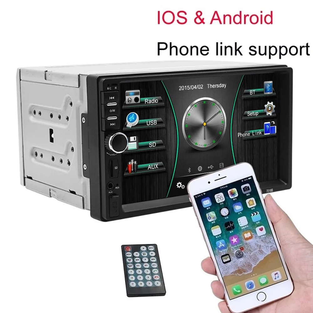 Carsanbo 7 дюймов 2 Din Bluetooth FM USB TF Auxin автомобильное радио MP4/MP5 видео плеер автомобиля стерео Зеркало Ссылка с камерой заднего вида автомобиля - Цвет: only radio