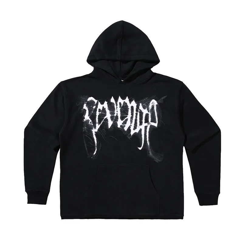 

New luxury Kiryaquy REVENGE SMOKE Skull Pullover Hoodies Hoody hooded Sweatshirts velvet Cotton Drake Thick Fleece Street #N439