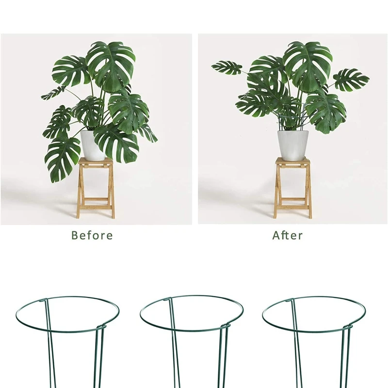 

4 Pcs Plant Support Stakes Ring Cage Metal Garden Plant Stake Green Half Round Plant Support Ring Large Plant Supports