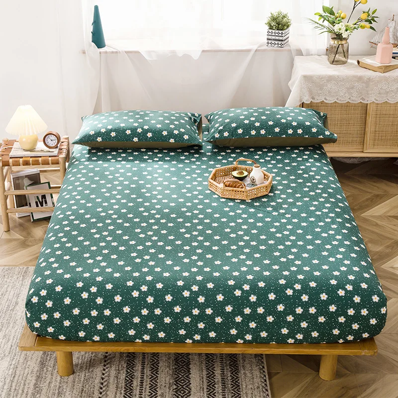 

Washed Cotton Bed Linen Home Fitted Sheet with Elastic Bands Double Full Queen Size Mattress Cover 150x200 180x200 no Pillowcase