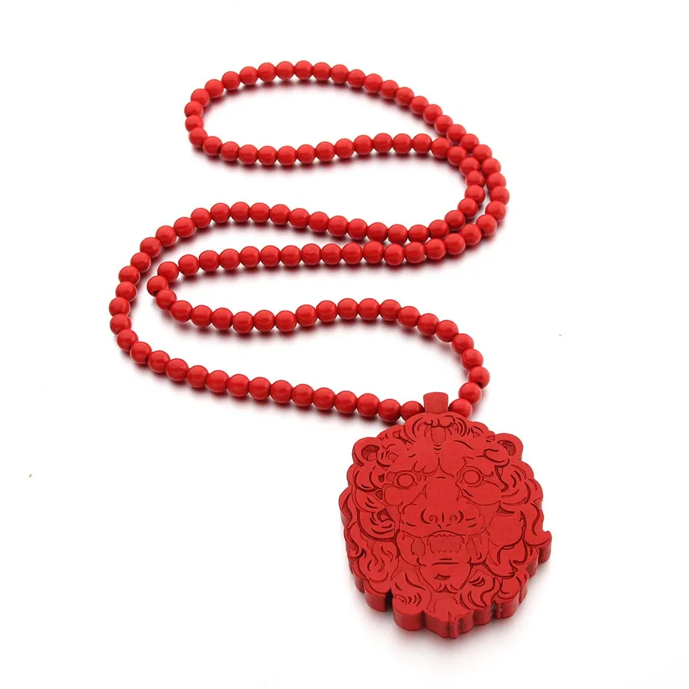 Ожерелье с Львом хорошая подвеска из деревянных бусин деревянные ожерелья