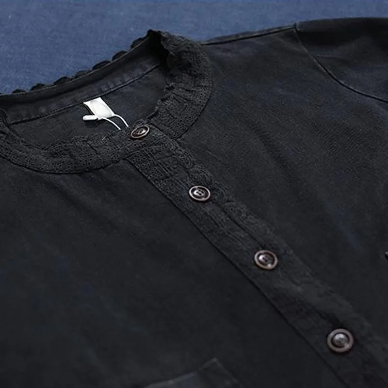 

Retro Embroidery O-neck Pockets Single Breasted Long Sleeve Denim Coats 2021 Autumn New Leisure All-match Women Coat