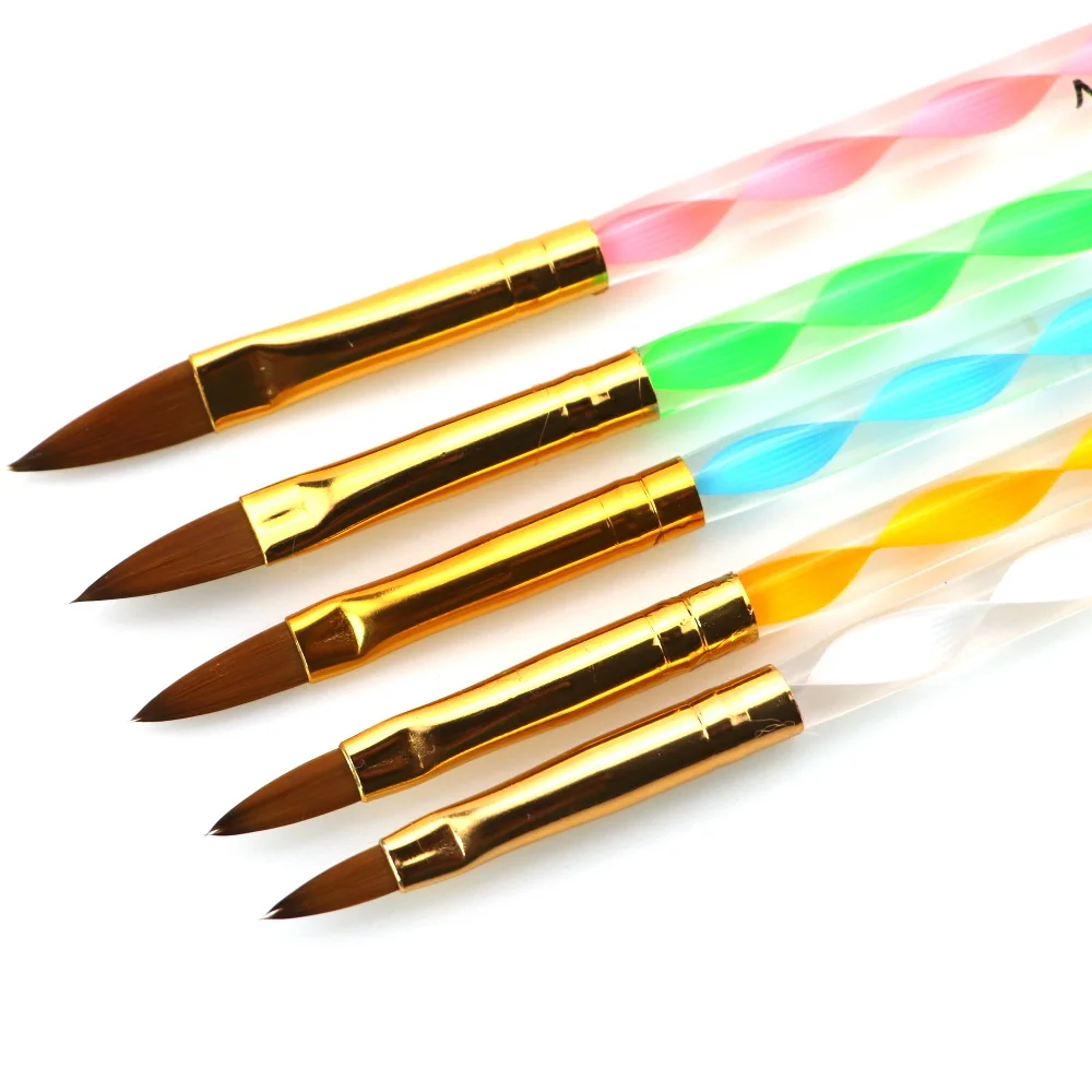 5 шт./компл. дизайн ногтей ручка с кисточкой для УФ гель кисти рисования картин