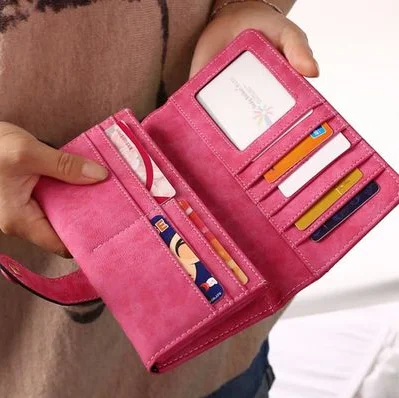 Брендовый женский кошелек ретро матовый прошитый длинный держатель для карт