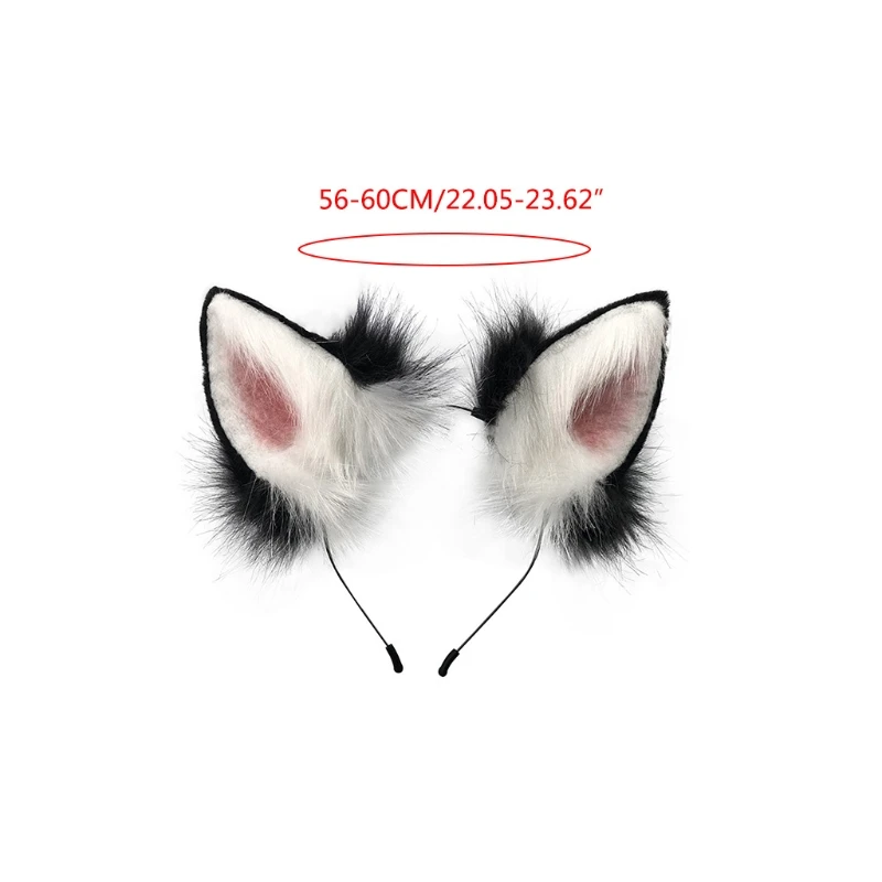 

Handmade Adjustable Furry Wolf Ears Headband Simulation Fluffy Plush Animal Hair Hoop Kawaii Anime Cosplay Headpiece