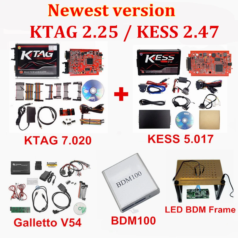 Лучшая цена ECU программист красный pcb плата KTAG V7.020 + KESS V5.017 программатор BDM с зонд