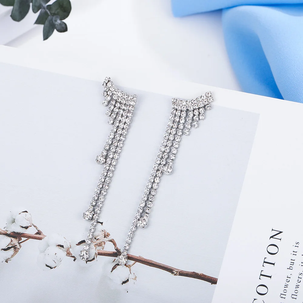 HanCheng модные висячие серьги в виде капель воды Висячие кисточки круглые Стразы