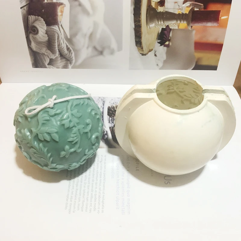 

Rose Flower Ball Candle Silicone Mold Home Deco Spherical Flower Pattern Wedding Aromatherapy Candle DIY Material Candle Making