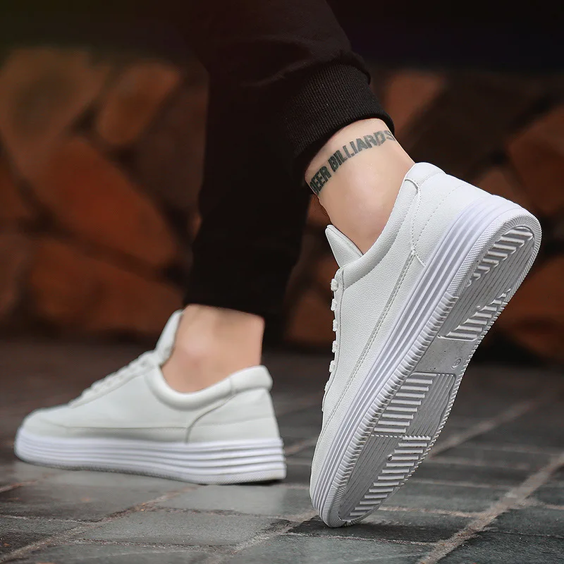 2021 Men Sneakers Soft Leather Casual Shoes Flat Fashion Brand Men's White Black Top Quality men |