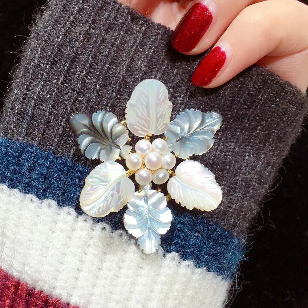 SINZRY Уникальные Элегантные Броши с натуральным пресноводным жемчугом листьями