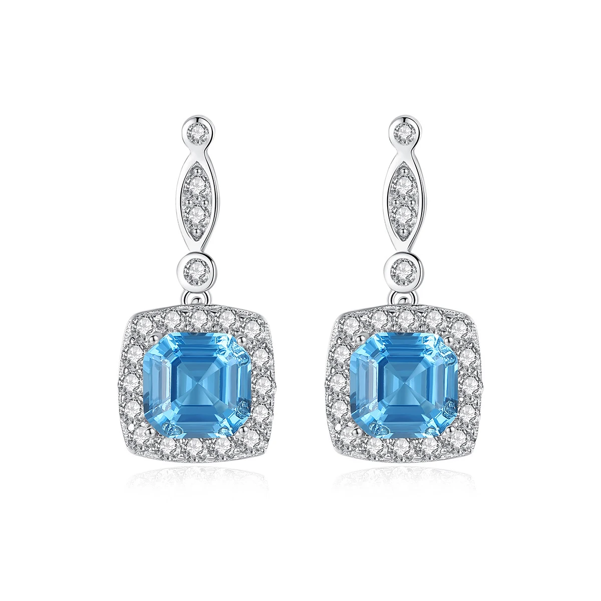 

MetJakt S925 Sterling Silver Sapphire Micro-Inlaid Zircon Fashion Simple Atmosphere Women's Ear Pendant