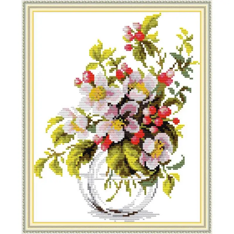 Joy Sunday Cross Stitch Stamped Kits Blooming Apple Blossoms 11&amp14CT DIY Needlework Kit Set for Embroidery | Дом и сад