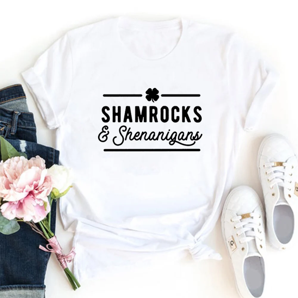

Shamrocks Shenanigans Funny T Shirts Women Tshirt Loose Camiseta Mujer Short Sleeve Tshirt Cotton Women Black Tee Shirt Femme