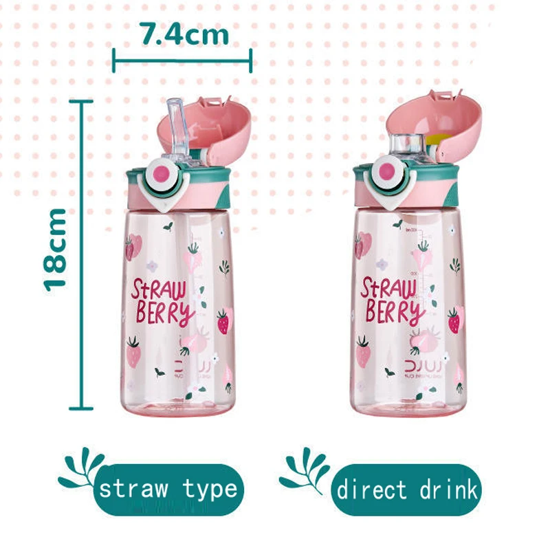 

New 420ML BPA Free Cartoon Water Bottle with Straw Sport Bottle Hiking Climbing Bottle for Water Children Adult Healthy Drinking