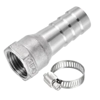 uxcell 304 stainless steel barb hose fitting 19mm barb g12 female with hose clamp 2 set