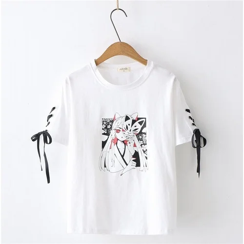 white tee Neploe, летние топы, корейский стиль, Harajuku, футболка, короткий рукав, Женские повседневные футболки, японский принт, уличная одежда, готический, белый, черный, футболки - Цвет: white tee