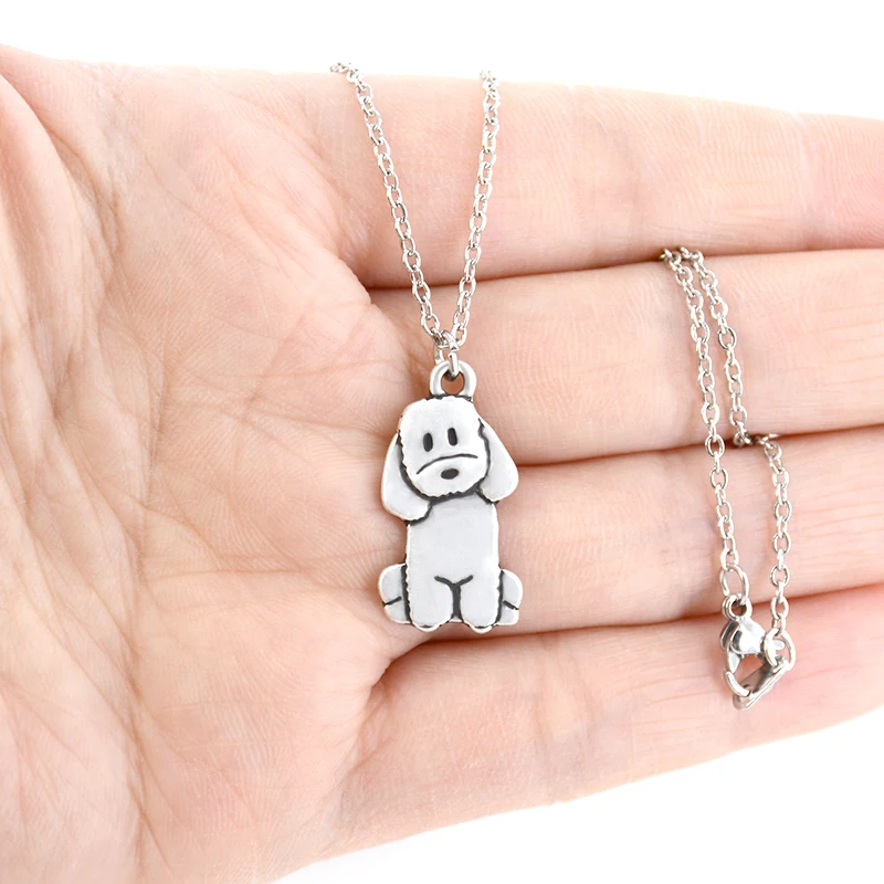 Poodle & Labradoodle Dog Puppy Pendant Necklace For Women Men Stainless Steel long Chain Mom Lover Kids Jewelry | Украшения и