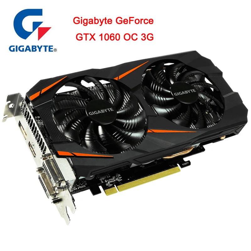 Новая Видеокарта Gigabyte GeForce GTX 1060 OC 3G NVIDIA WINDFORCE интегрированная с B GDDR5 192 бит памяти
