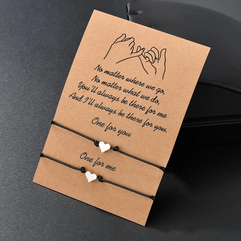 2 шт. Регулируемый Браслеты сердце Форма обещание на мизинцах дружбы цепочки руку